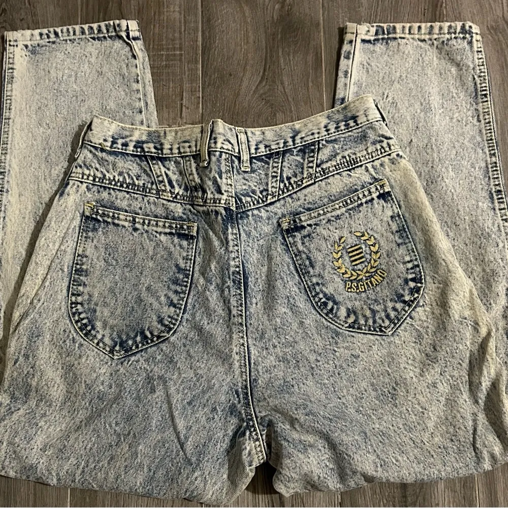 VTG 80'S PS GITANO LIGHT ACID WASH HIGH WAISTED MOM JEANS MADE IN USA size 16 Blue - Image 2
