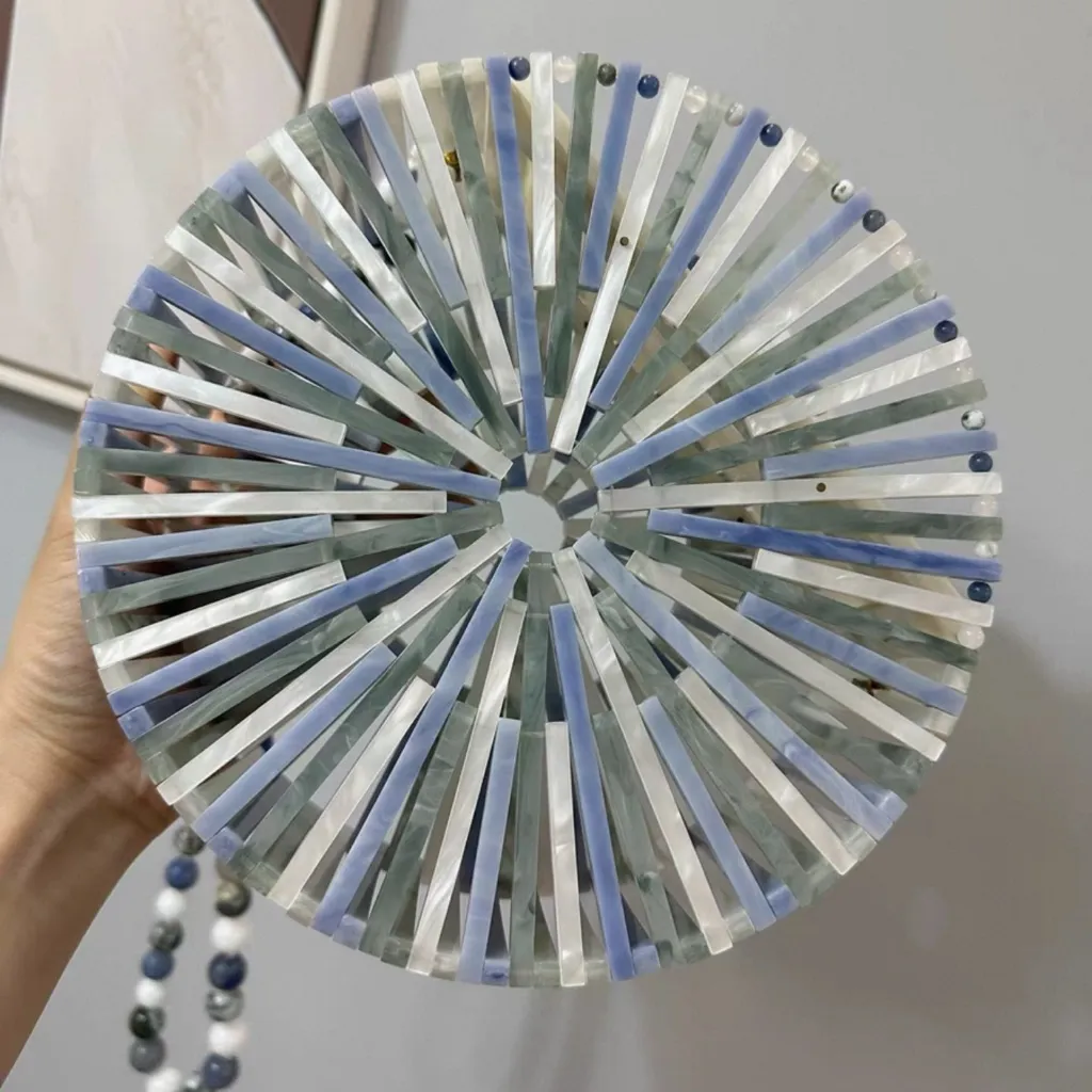 Cult Gaia Luna Blue / White / Green Acrylic Crossbody Bag - Image 2