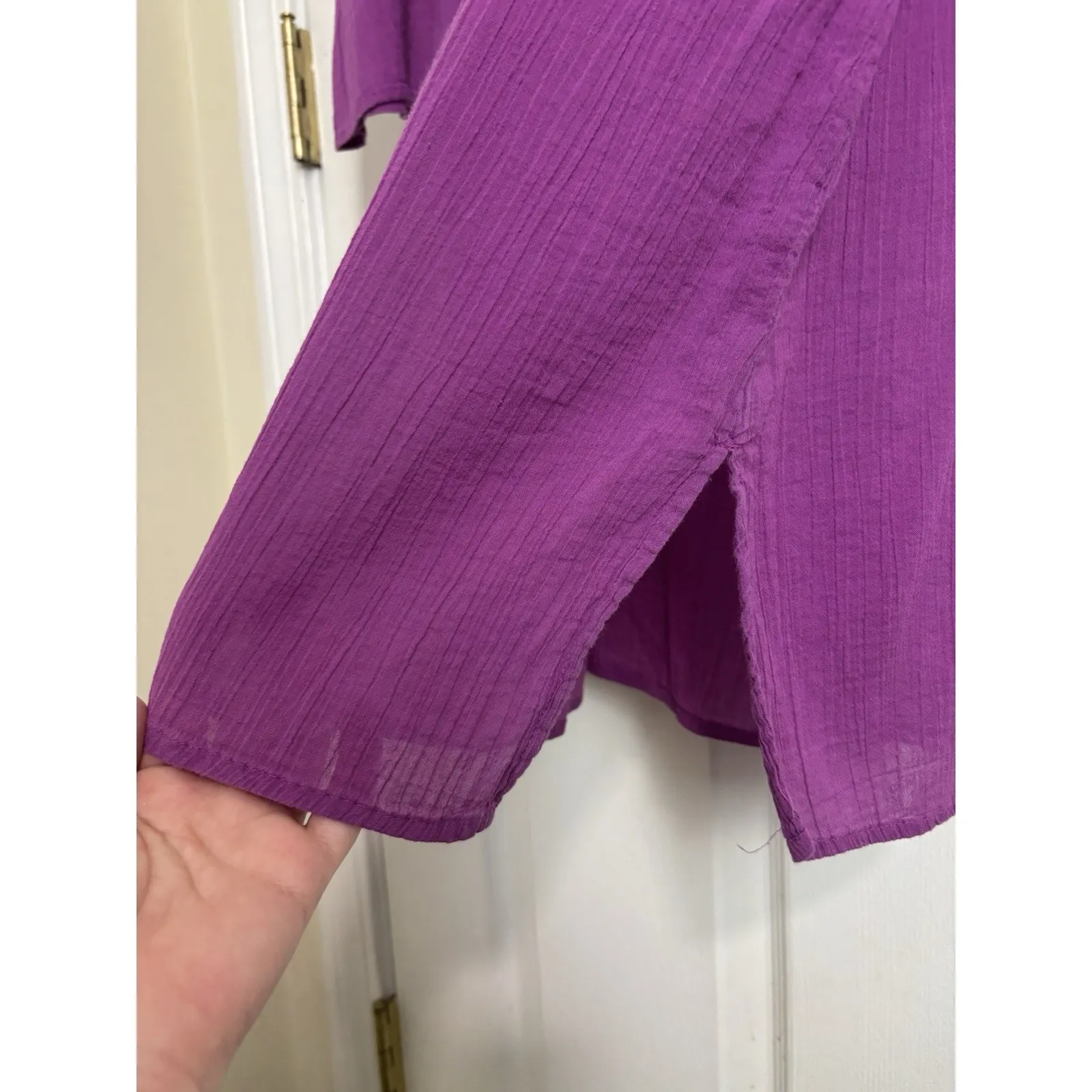 Old Navy Purple Gauzy Cotton Embroidered Cover Up Size XS Resort Wear Boho - Image 6