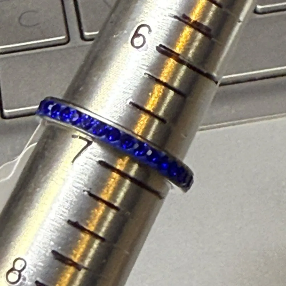 Fashion Ring Blue Rhinestone Infinity Band Size 6.75 Stainless Steel 17mm - Image 3