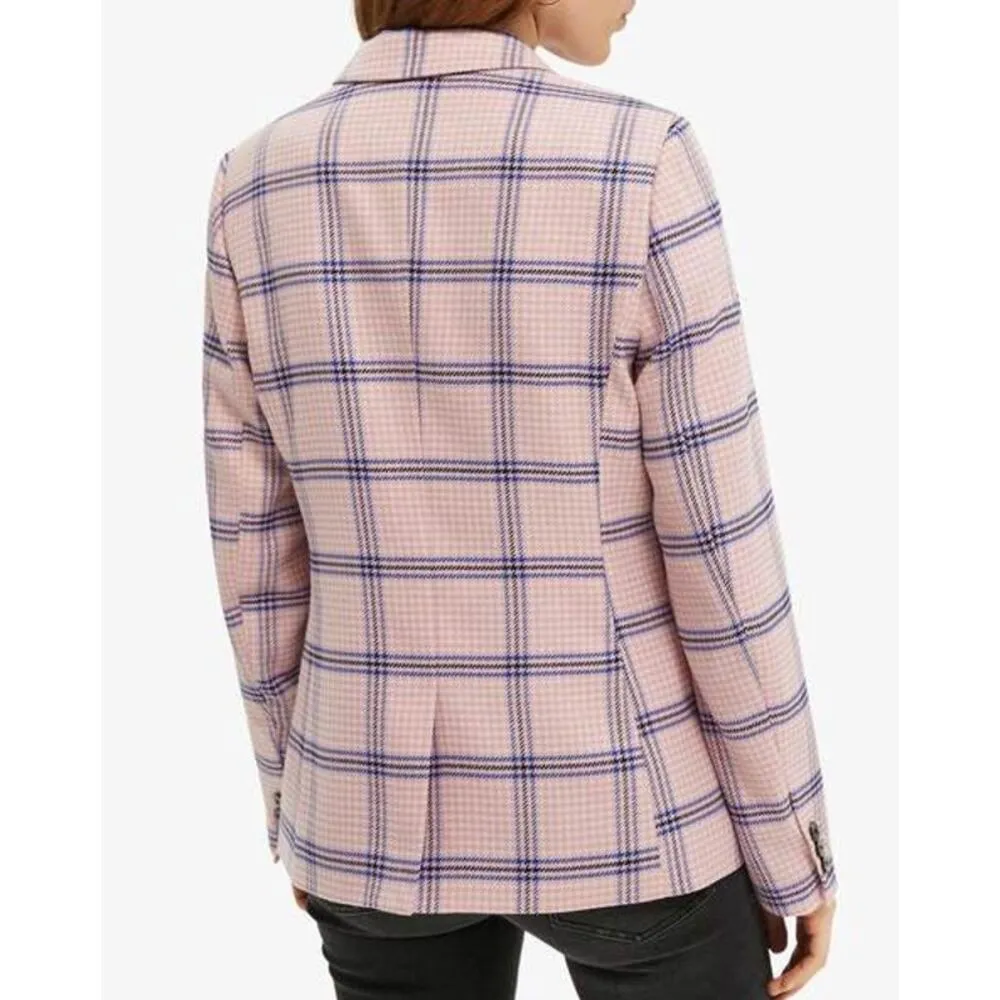 Scotch & Soda Houndstooth Checked Classic Tailored Blazer Womens Pink Size M - Image 2