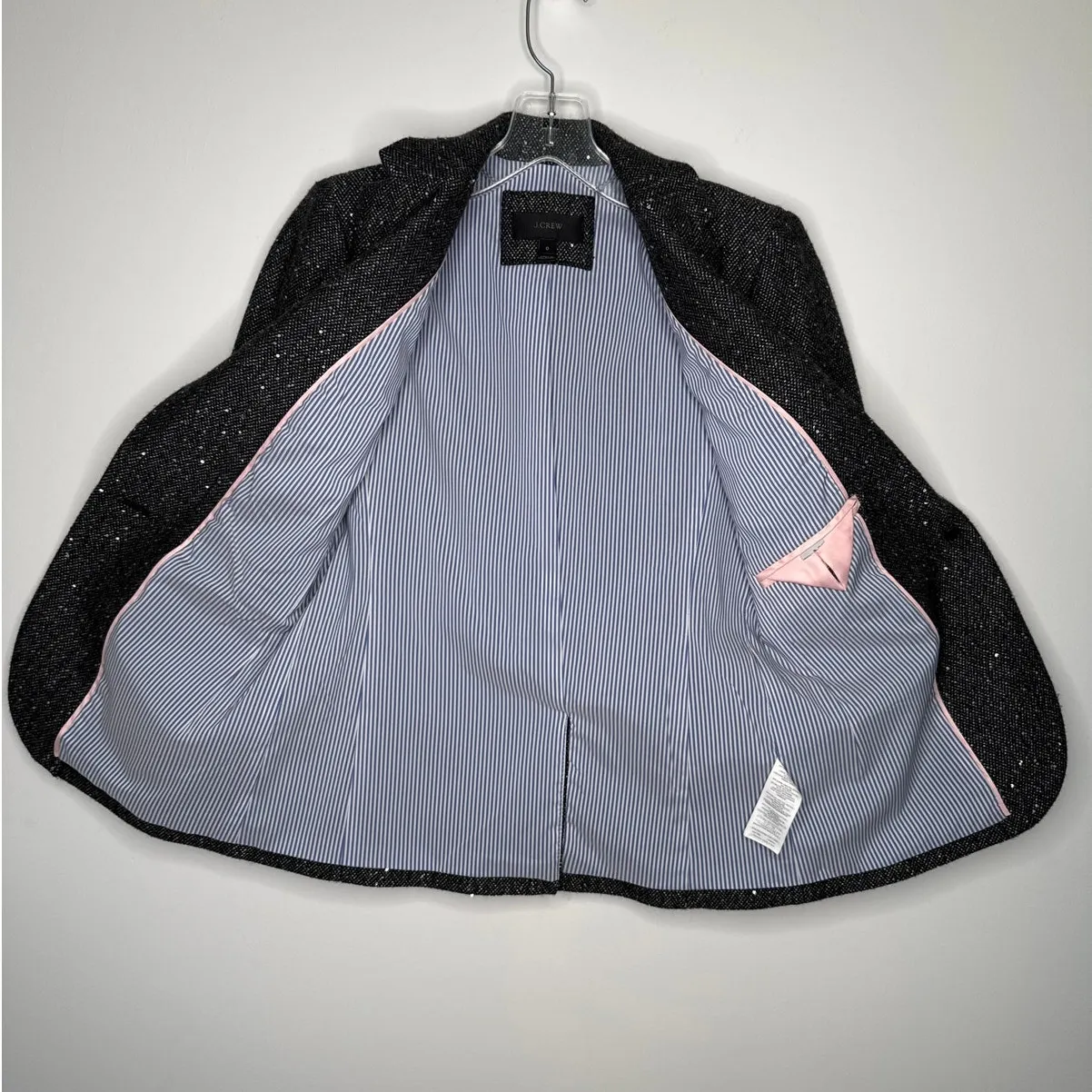 J.Crew Sequin Wool Herringbone Gray Blazer Jacket formal hoilday Size 0 - Image 6