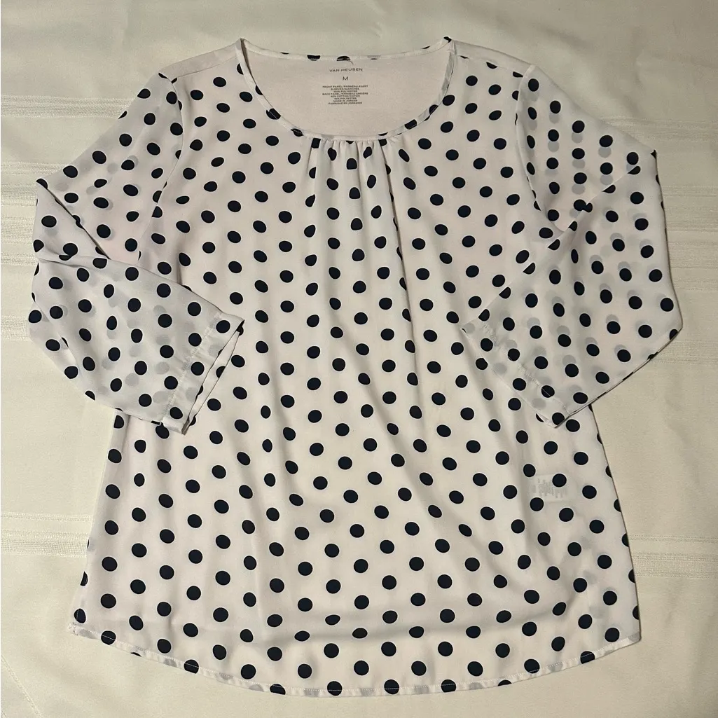 Van Heusen  Black and White Polka Dot Blouse - Image 5