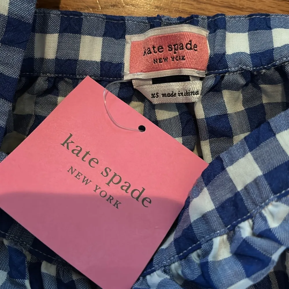 kate Spade Plaid Blue Long Sleeve - Image 2