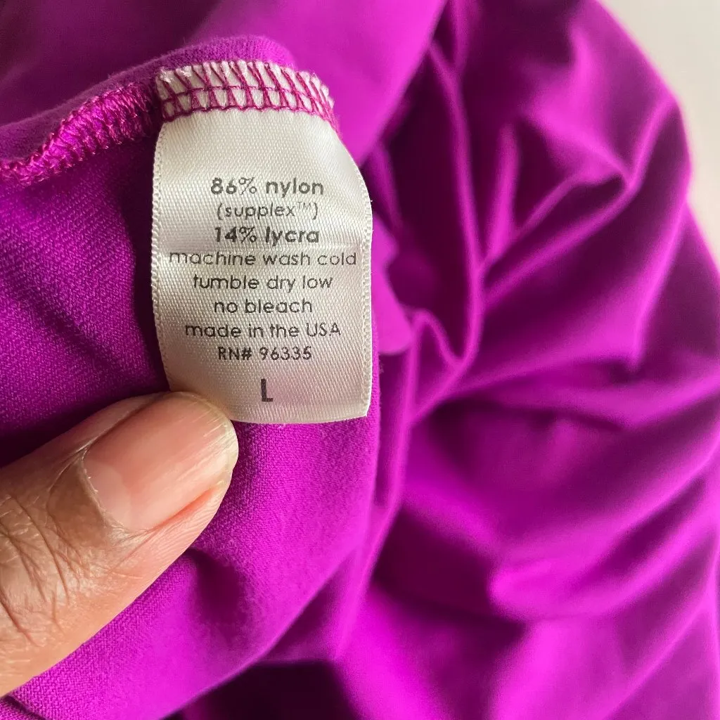 Susana Monaco Purple Asymmetrical Pleated Sleeveless Low Back Midi Dress Sz L - Image 9