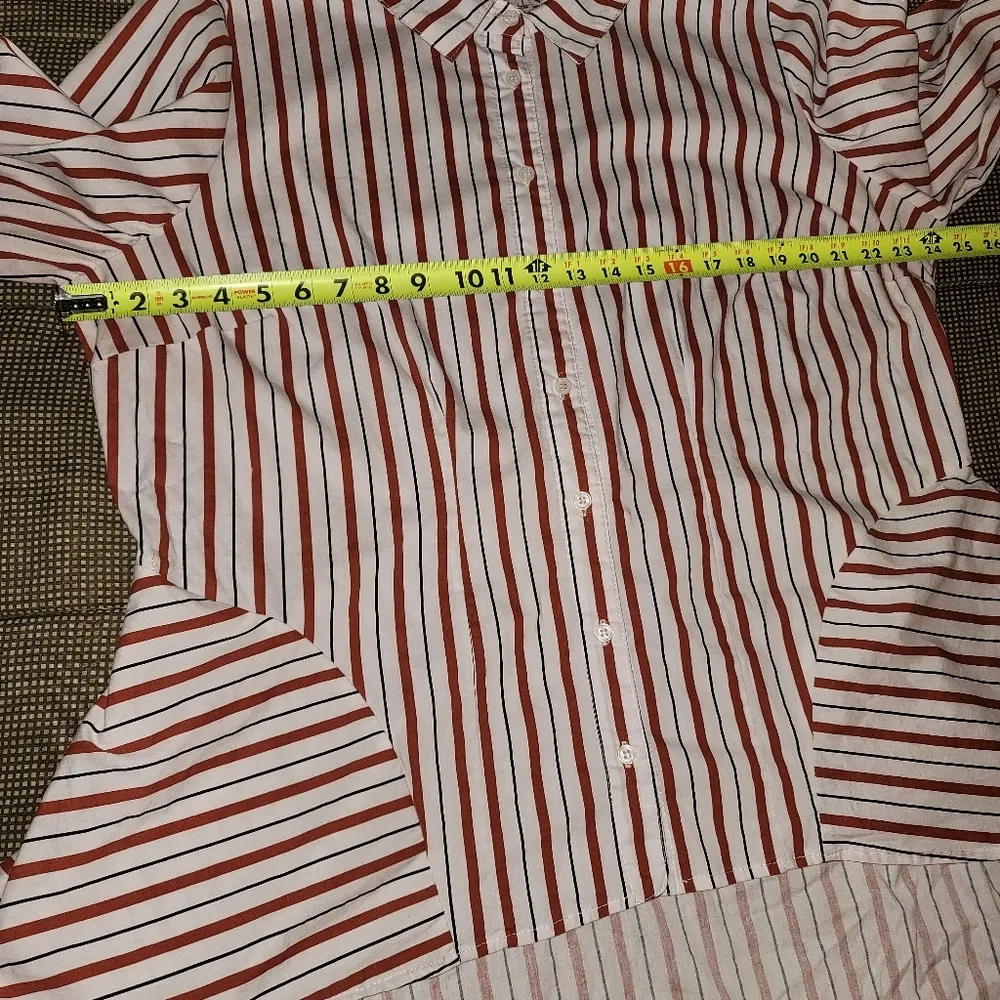 Ashley Stewart Women's Multicolor Striped Cotton Long Sleeve Collared Shirt 18 - Image 11