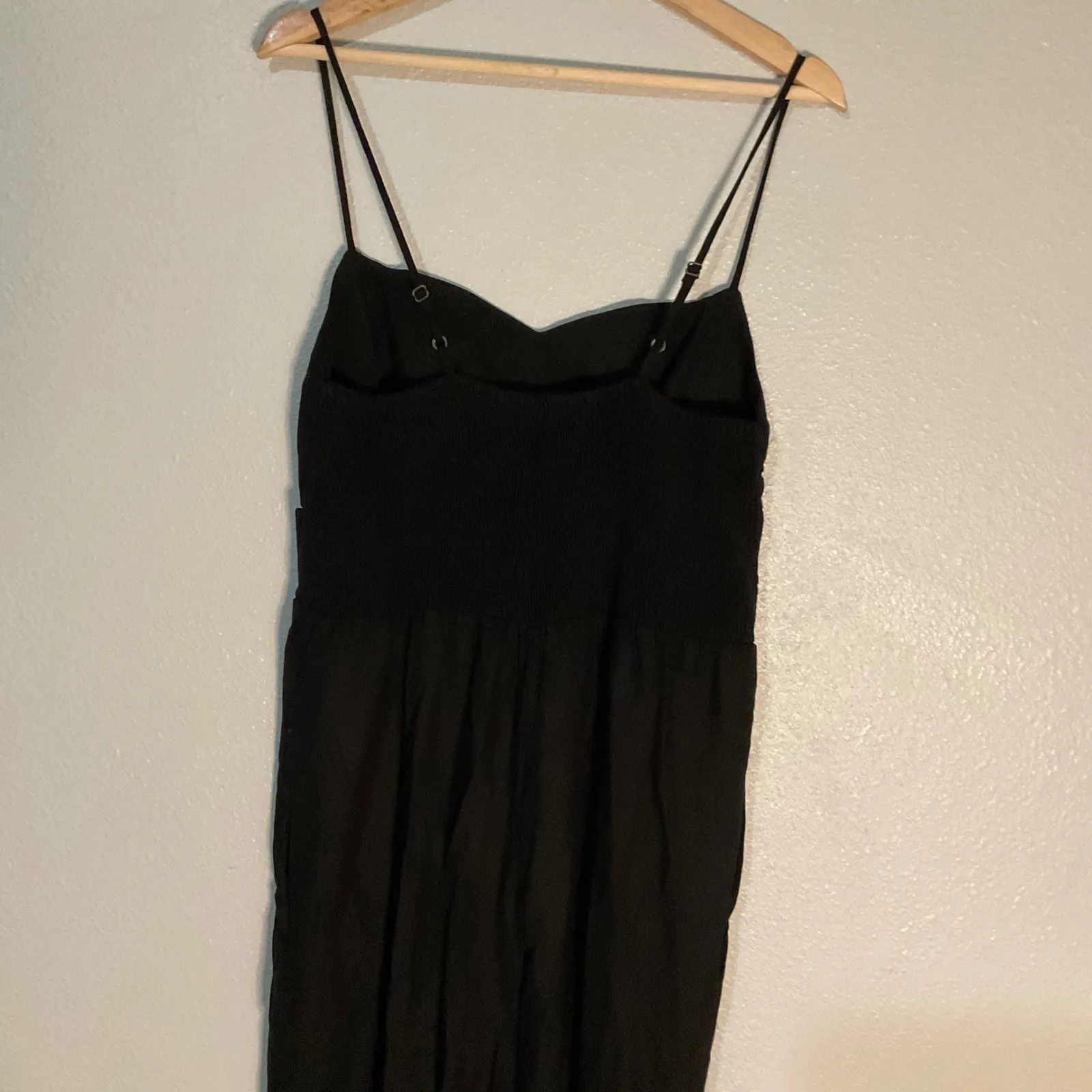 Farm Rio Jumpsuit Women's GG XL Black Cutout Spaghetti Strap Darted Linen‎ - Image 6