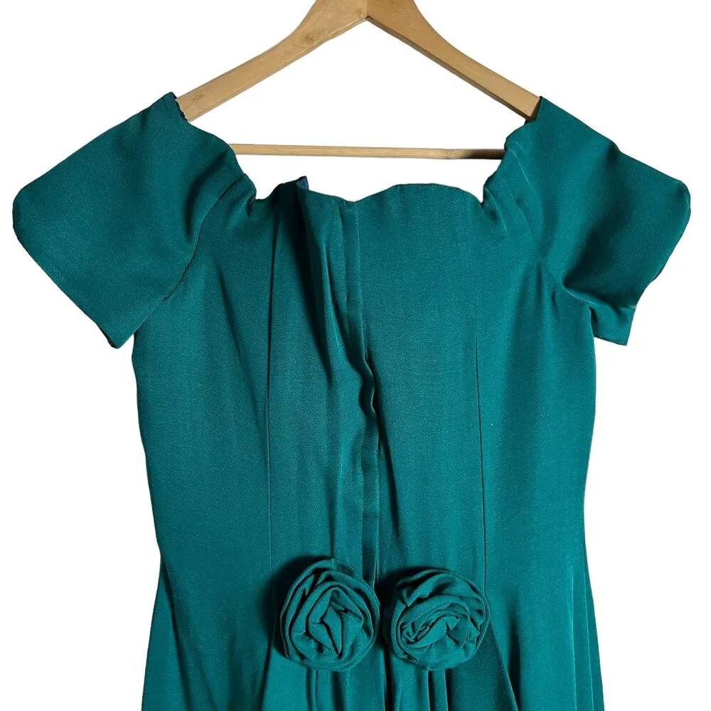 Vintage Jessica McClintock Bridal Green Short Sleeve Maxi Dress Size L - Image 6