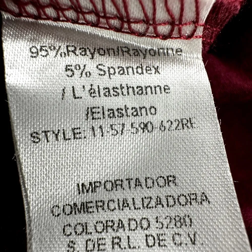 Stetson Blouson Dress Printed Collared V Neck 3/4 Sleeve Pink Multicolor Large - Image 3