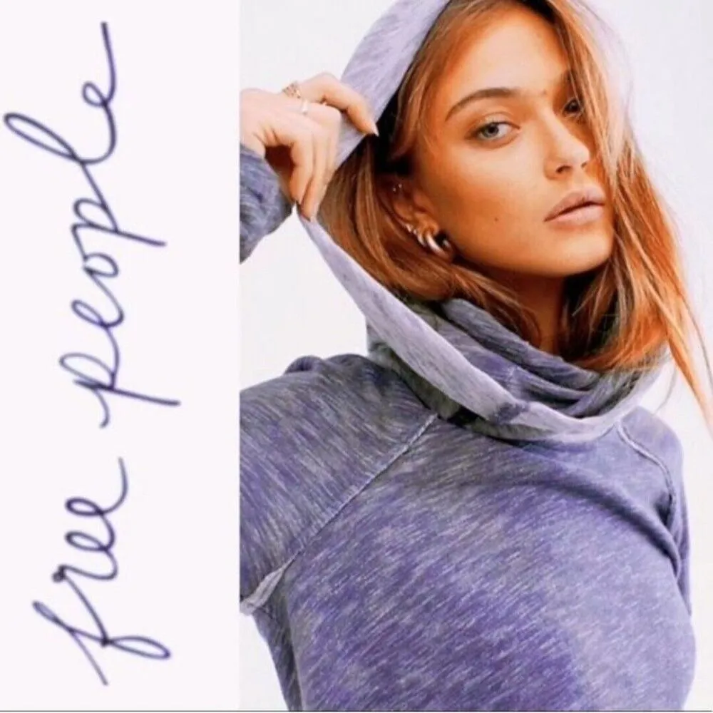 Free People FP Beach Shirt Womens Two Body Purple Funnel Cowl Neck Pullover  O/S - Image 4