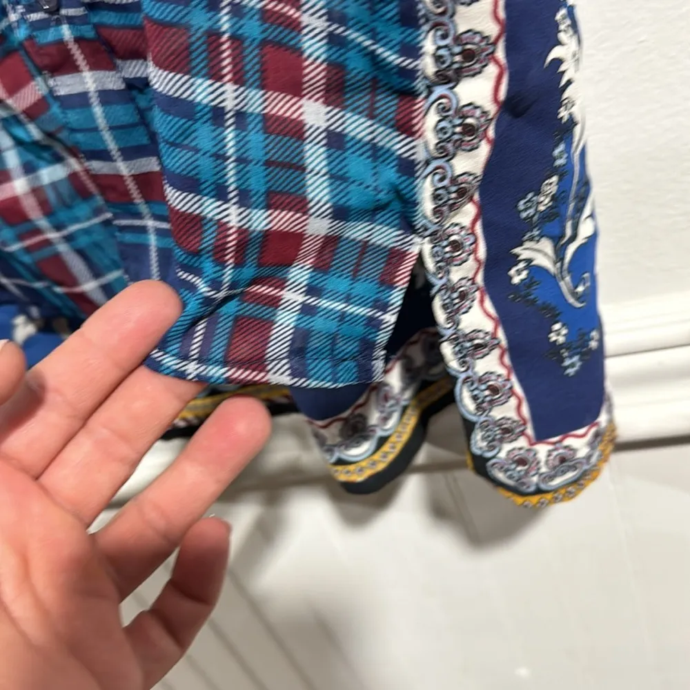 Xhilaration tabk top semi sheer plaid mandala large vintage y2k - Image 4