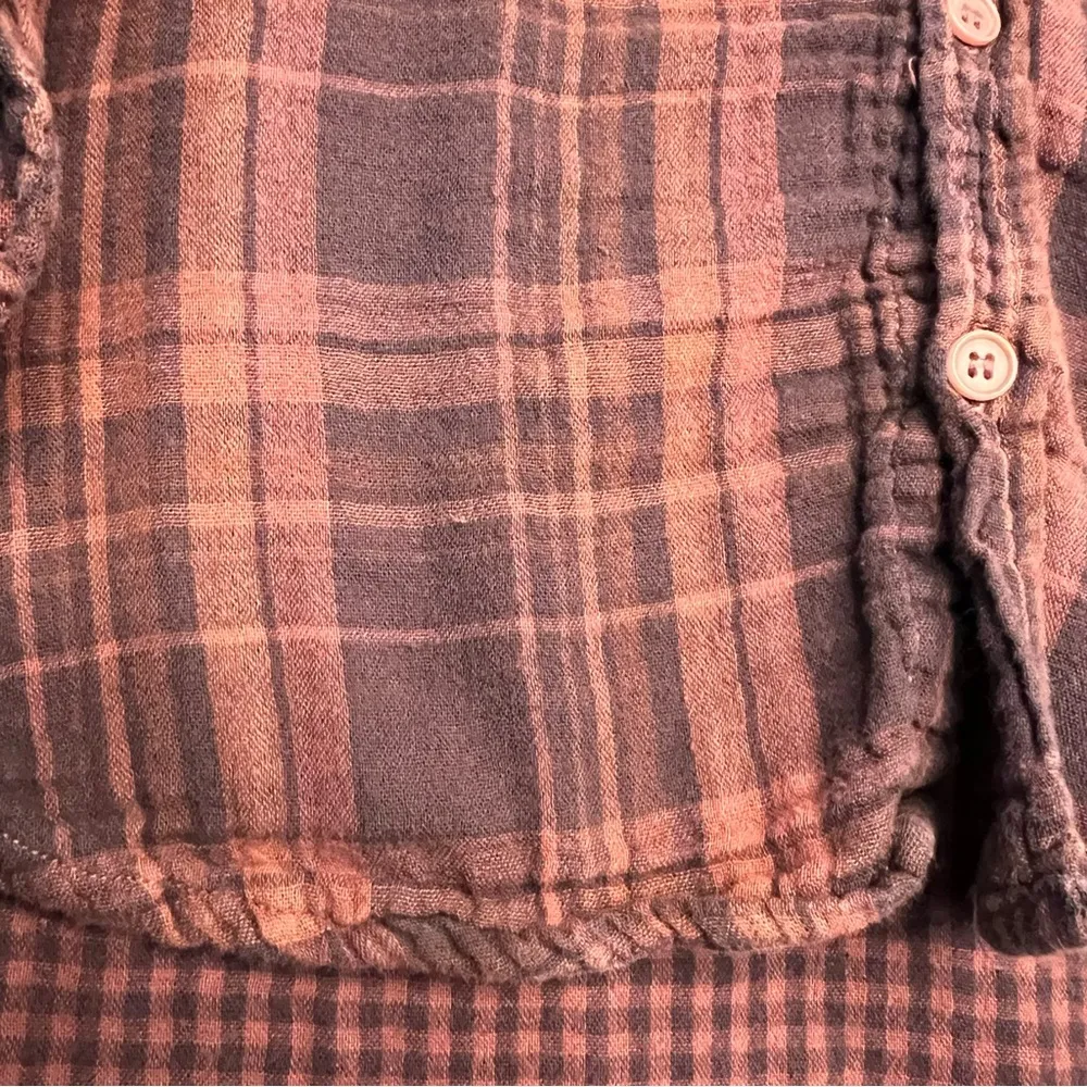 Free People x CP Shades 100% cotton plaid button down tunic brown extra small - Image 6
