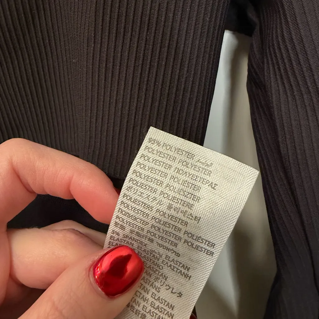 Edikted Black Ribbed Long Sleeve Mesh Crop Top Size Medium - Image 5