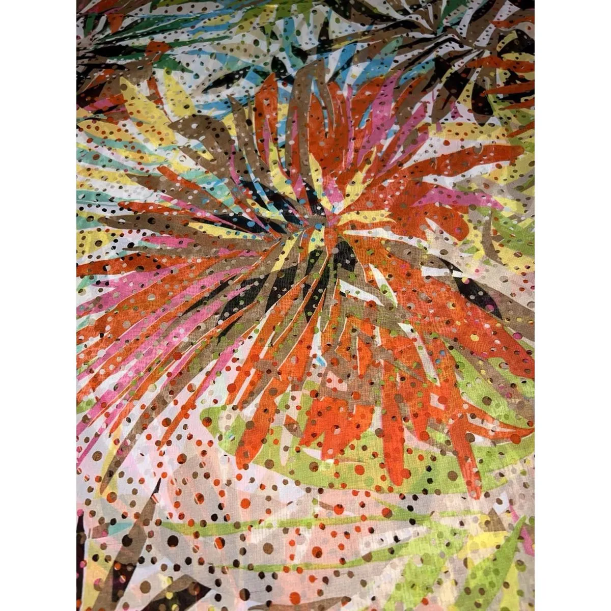 Boho Tropical Floral Sheer Scarf Perforated Rectangle 18x70" Wrap Unbranded - Image 4