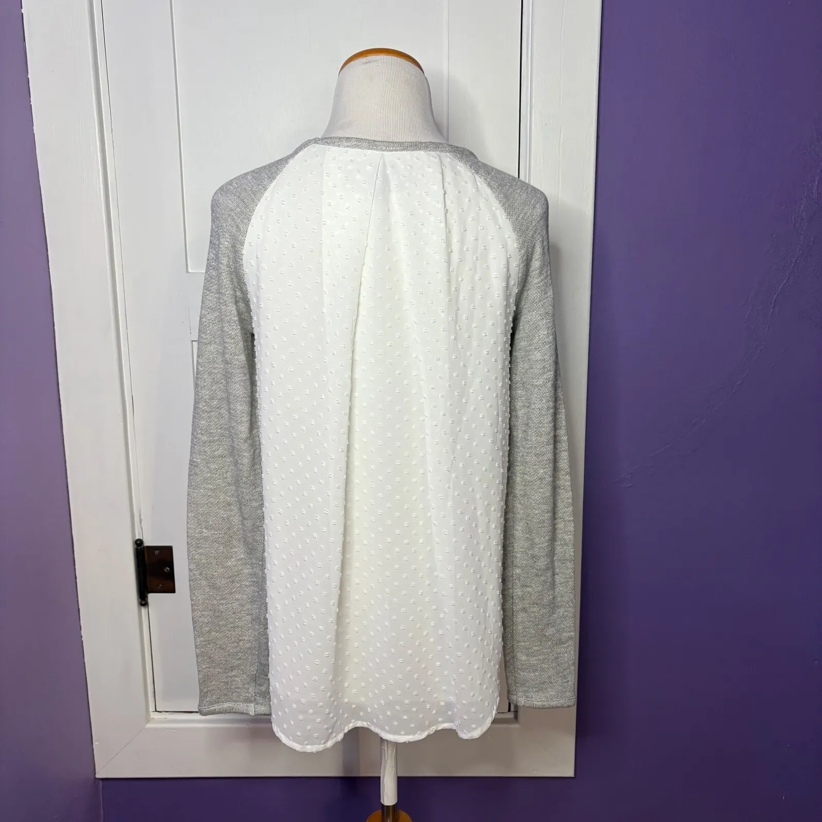 Anthropologie Sunday in Brooklyn Swiss Dot Blouse Long‎ Sleeve Casual Top XS - Image 3