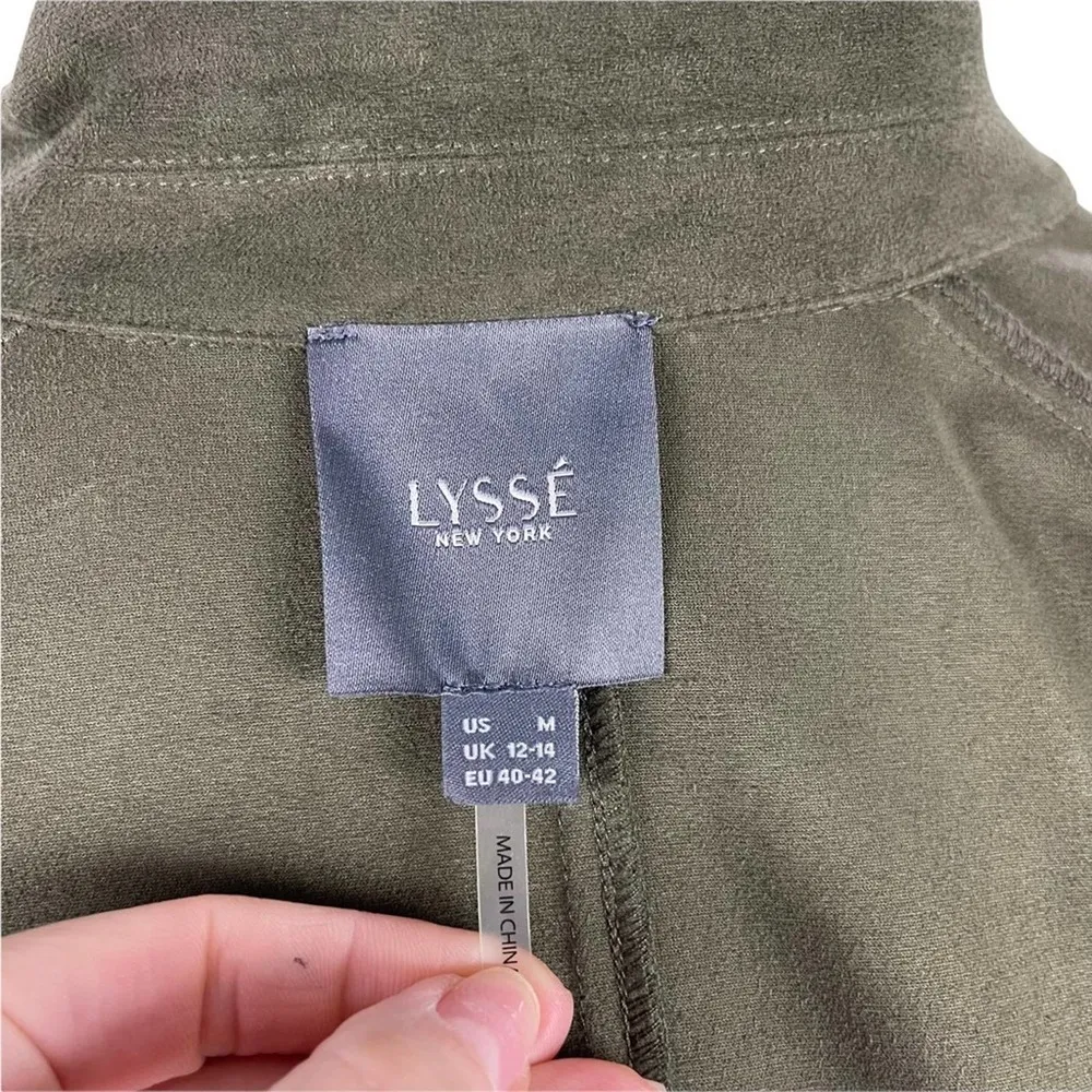 LYSSE Womens Bea Olive Green Faux Suede Asymmetric Moto Crop Jacket Size Medium - Image 10
