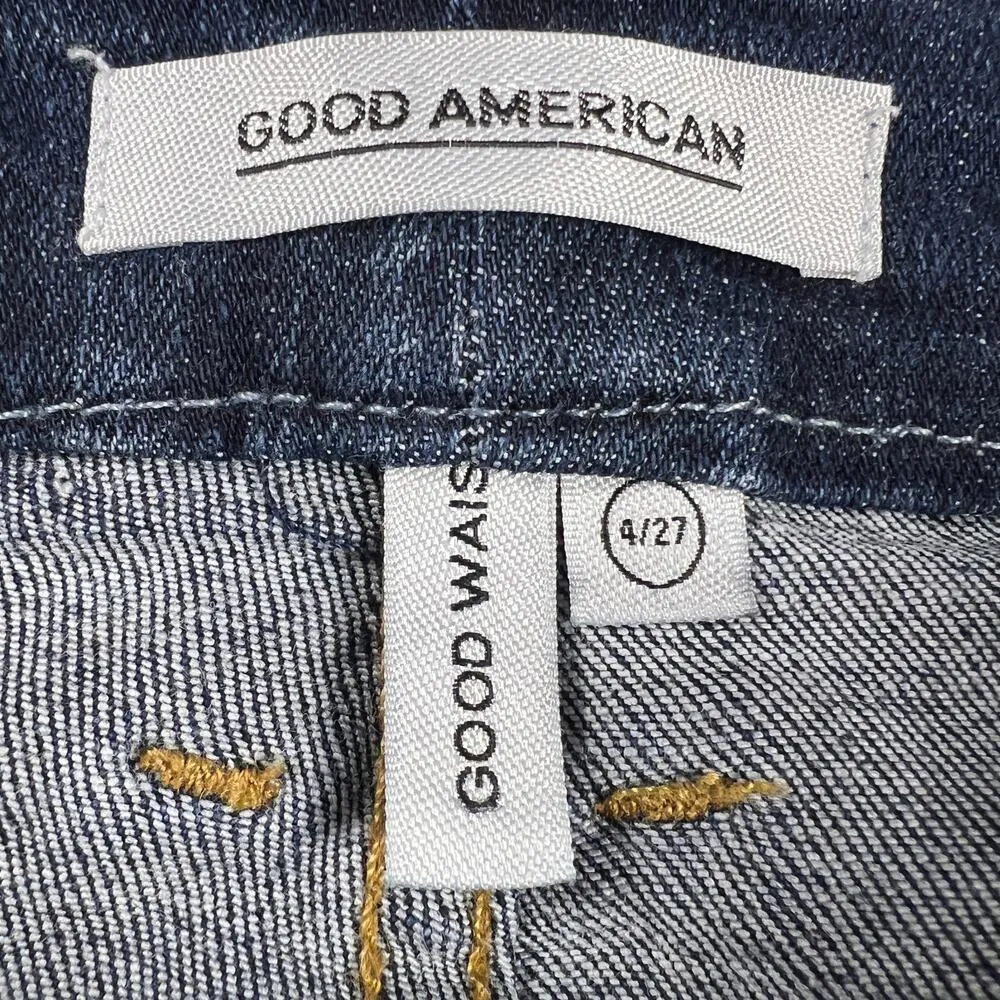 Good American Good Waist Hook & Eye Embellished Skinny Jeans Blue 184 Size 4/27 - Image 9
