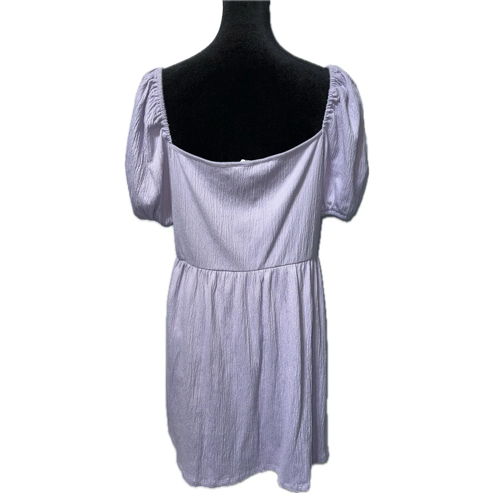 BB DAKOTA by Steve Madden Lavender Smock Dress XL Short‎ Puff Sleeve Spring - Image 2