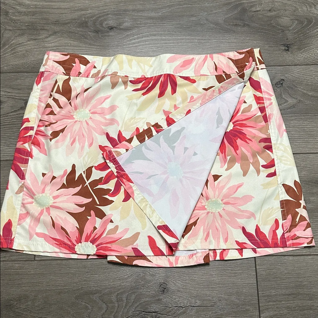 RipSkirt Hawaii 16.75” Retro Bloom Cover Up Wrap Skirt Swim Beach Pink Cream XL - Image 2