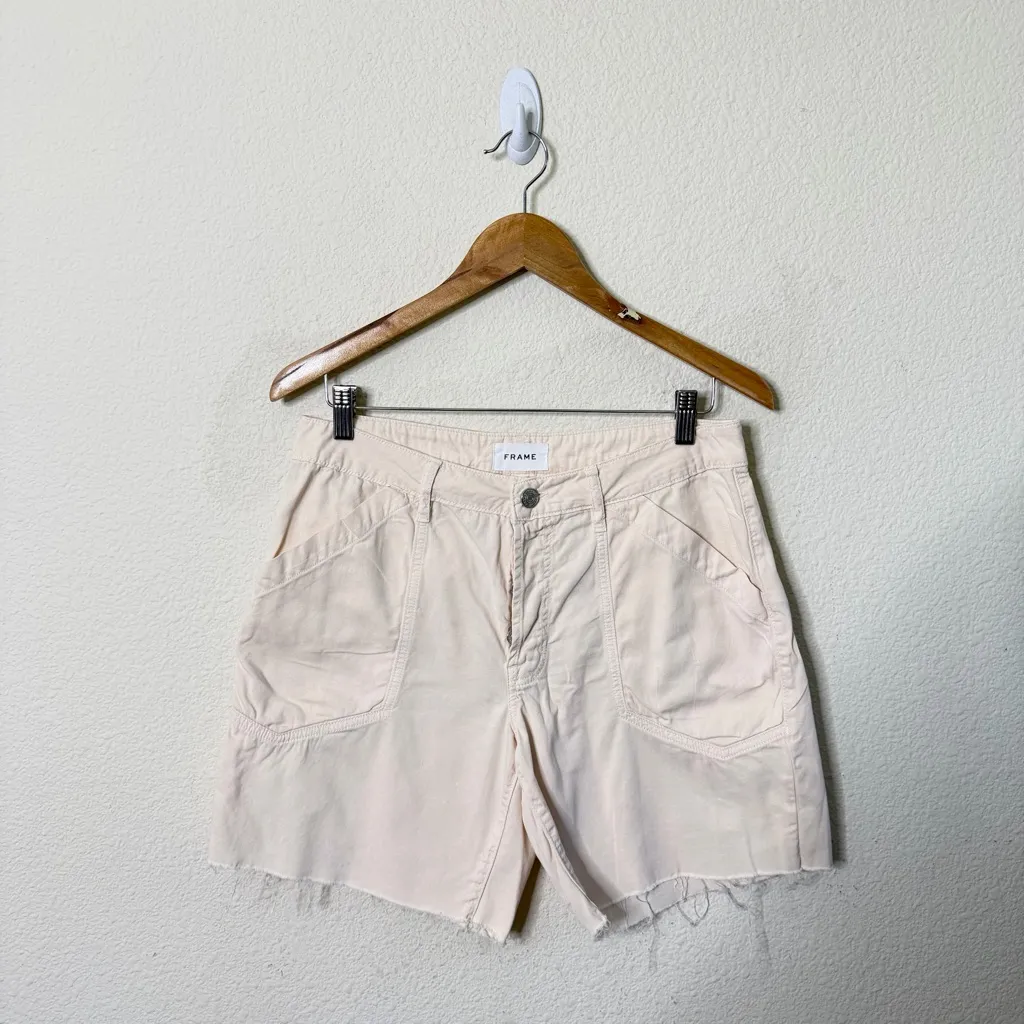 Frame Slouch Patch Pocket Shorts Raw Hem Washed Nude Pink Womens Size 28 - Image 3