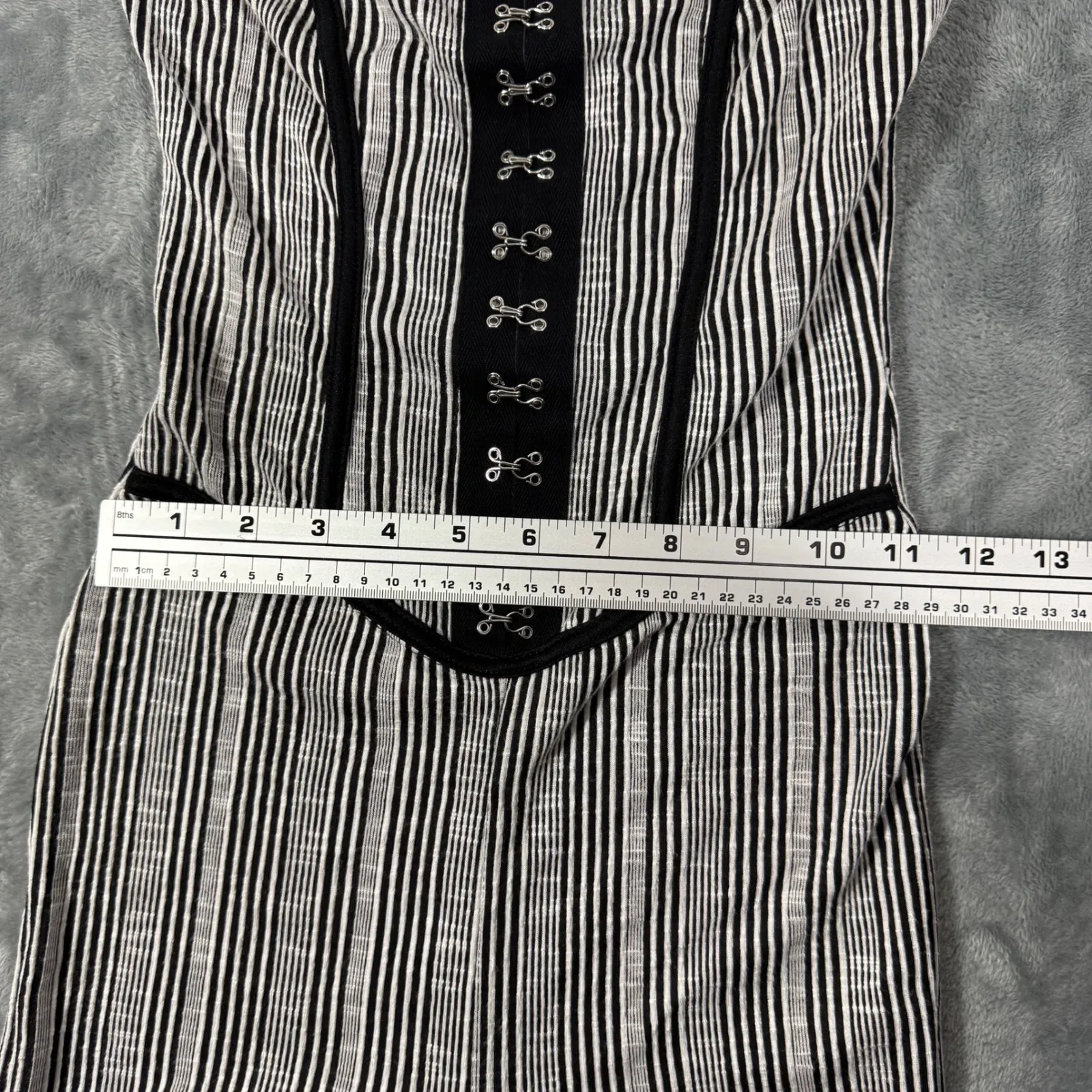 Monaco Black White Striped Bustier Bodice Jumpsuit Size Small - Image 10
