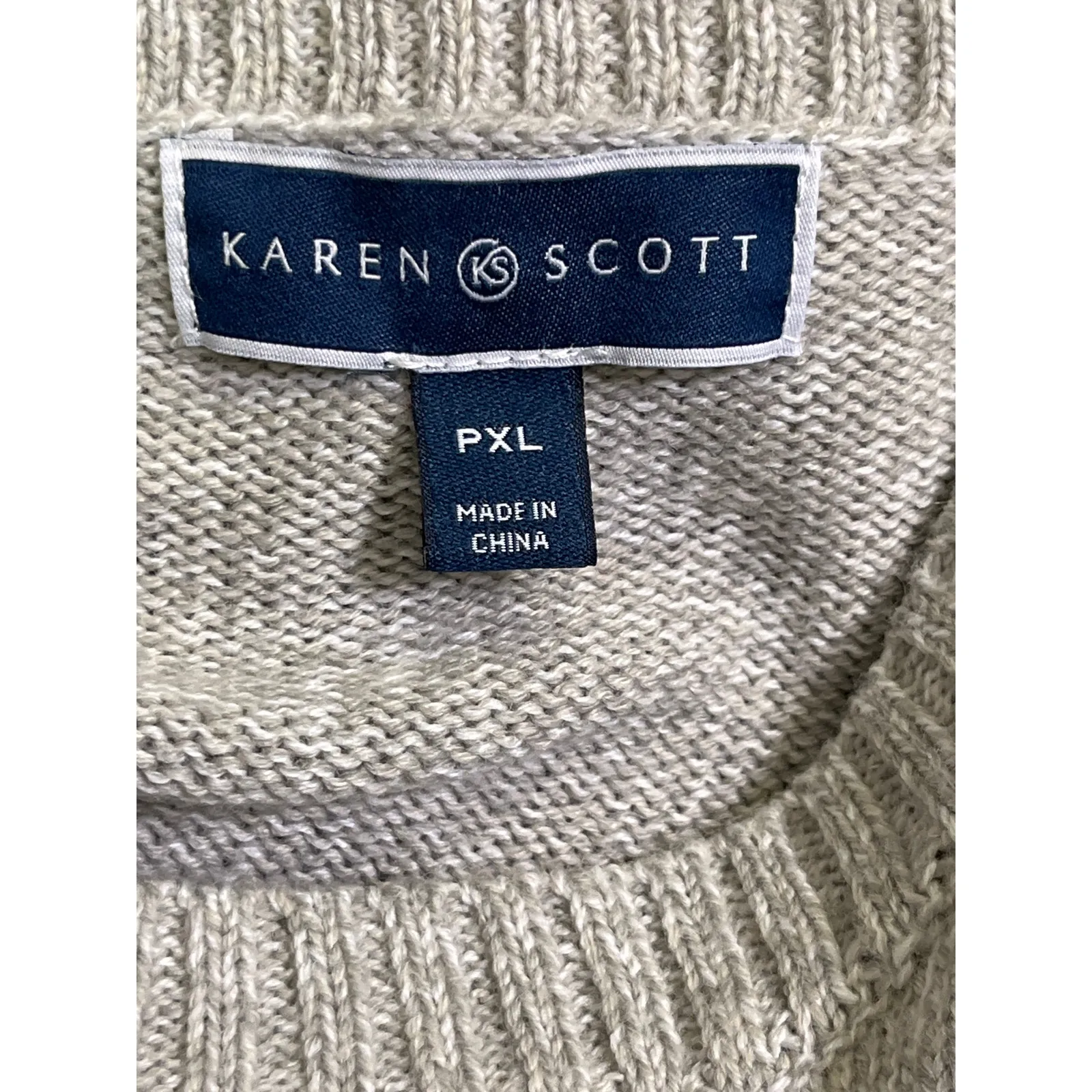 Karen Scott Plus PXL Polar Bear Christmas Sweater Glitter Santa Hat Gray - Image 3