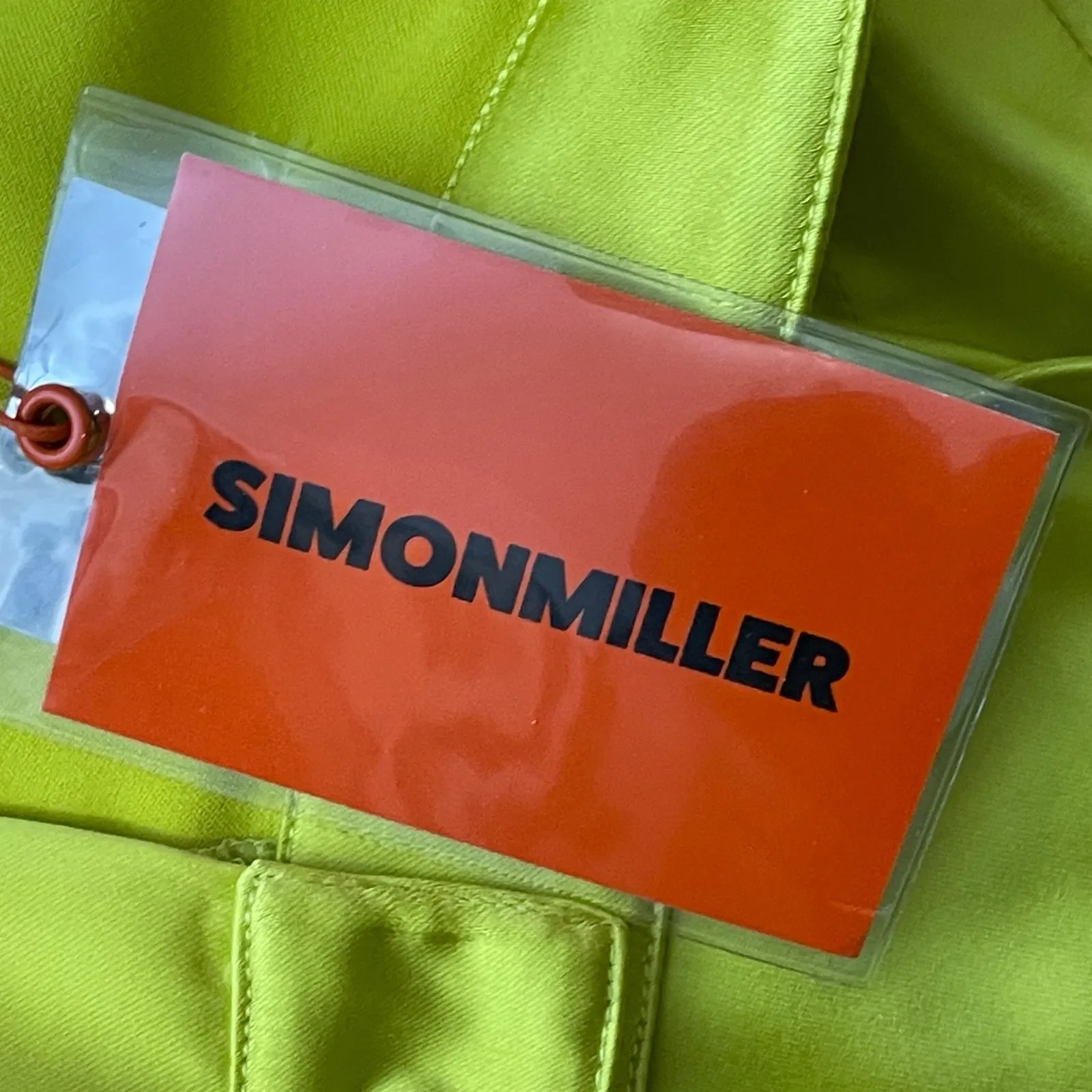 SIMON MILLER Rhodes Pants Size 2 Neon Yellow NEW Satin Cargo Designer Streetwear - Image 11