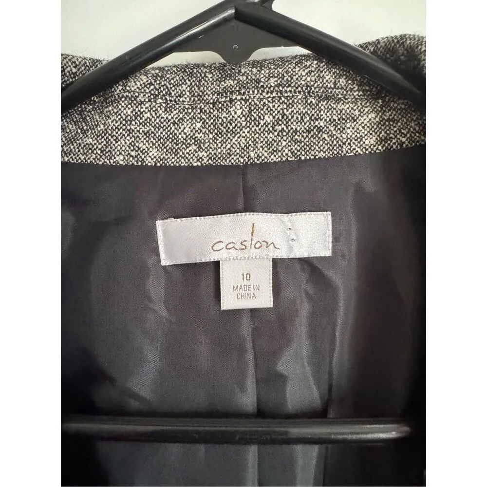 Caslon Womens Silk Wool Fringe Gray Button Blazer Jacket sz 10 career academia - Image 6