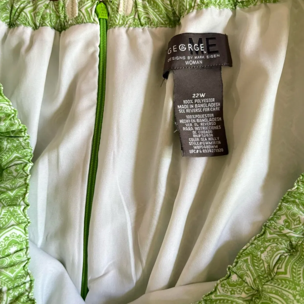 Vintage 90s y2k green and white paisley print preppy boho midi skirt Size 22W - Image 7