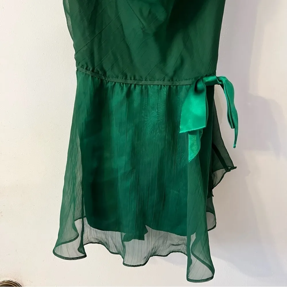 Victoria's Secret Gold Label Emerald Green Slip Chemis  Built in Shorts Sheer L - Image 6