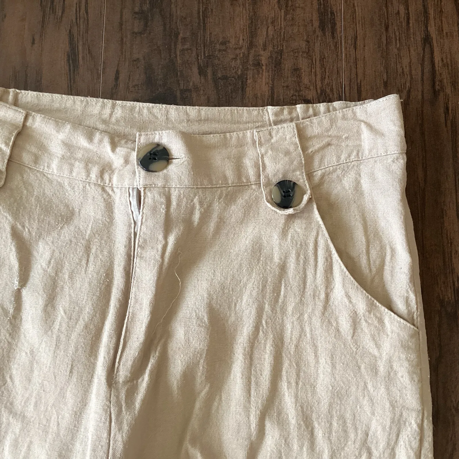 Selene Sport Cropped Linen Blend Pants Tan Size M - Image 2