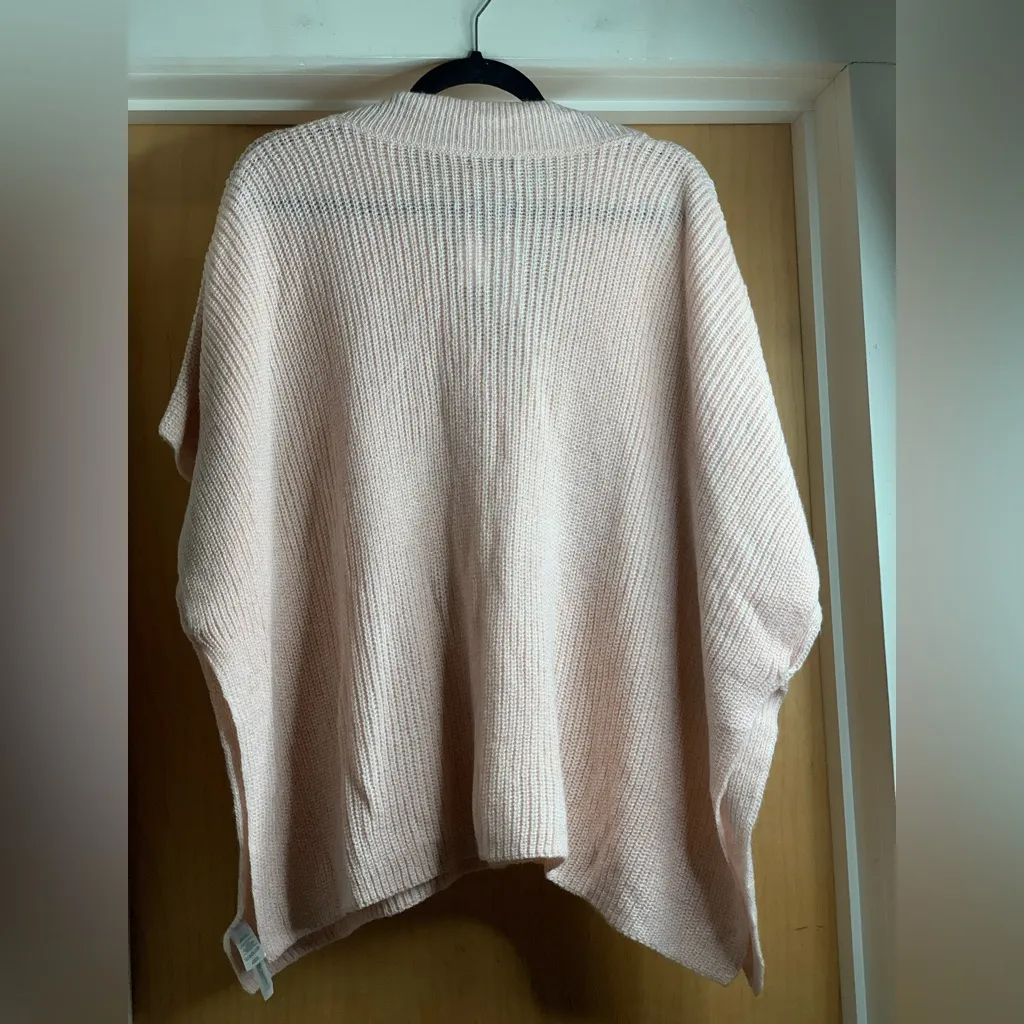 LOFT Soft Blush Pink V-Neck Knit Poncho Sweater.     Size-X-Small/Small - Image 4