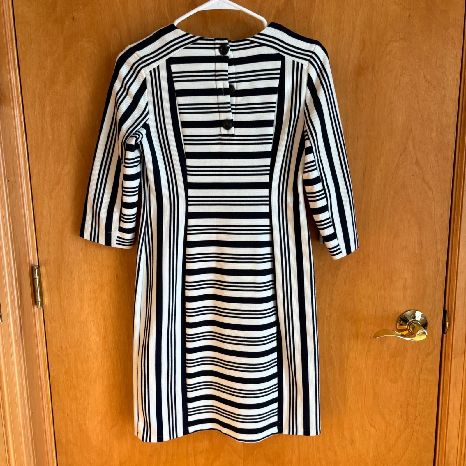Banana Republic Striped Sheath Dress 34 Sleeve Black White Size 0 - Image 2