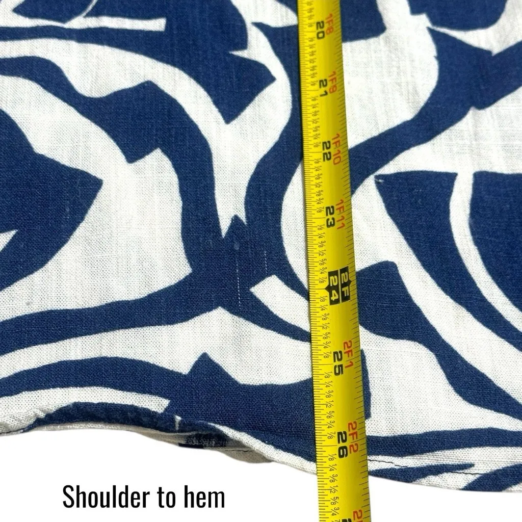 Vinca Camuto Linen Blend Cap Sleeve Split Neck Blouse Coastal Resort Vacation 1X - Image 11