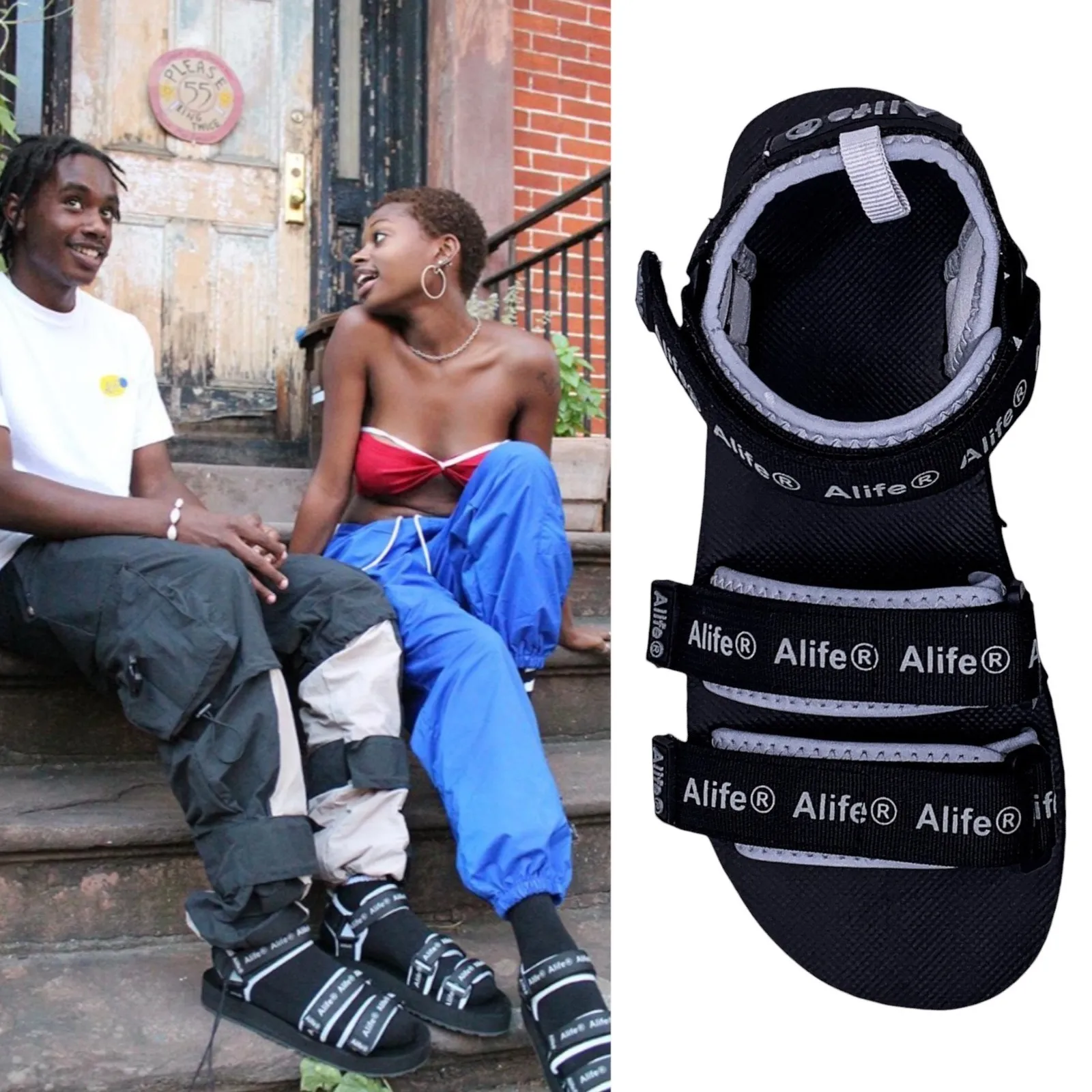 Alife Reflective Logo Dad Sandal Mars Black Gray Unisex Size Women's 7.5 Men's 6 - Image 2