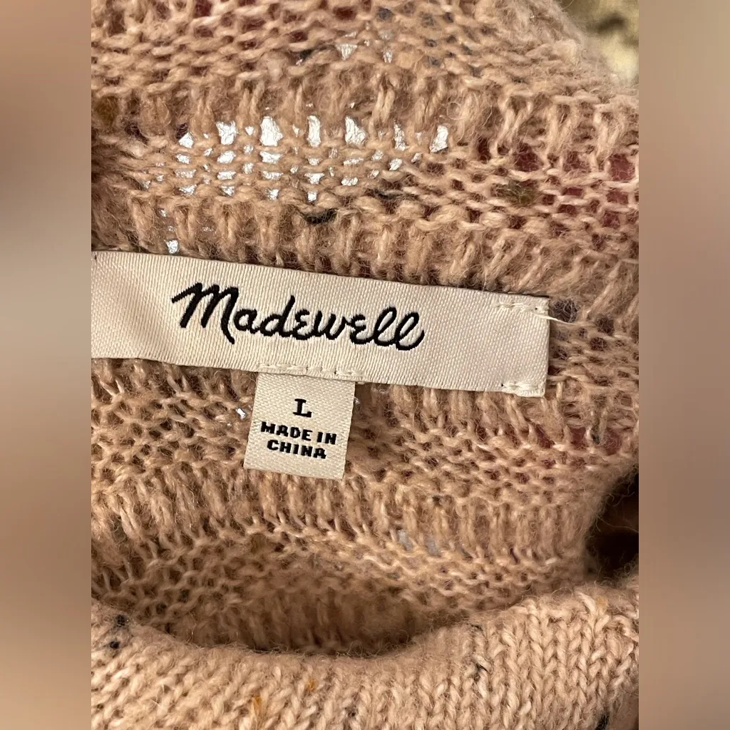 Madewell Women’s Belmont Mock Neck In‎ Donegal Blush Sweater Size L - Image 5