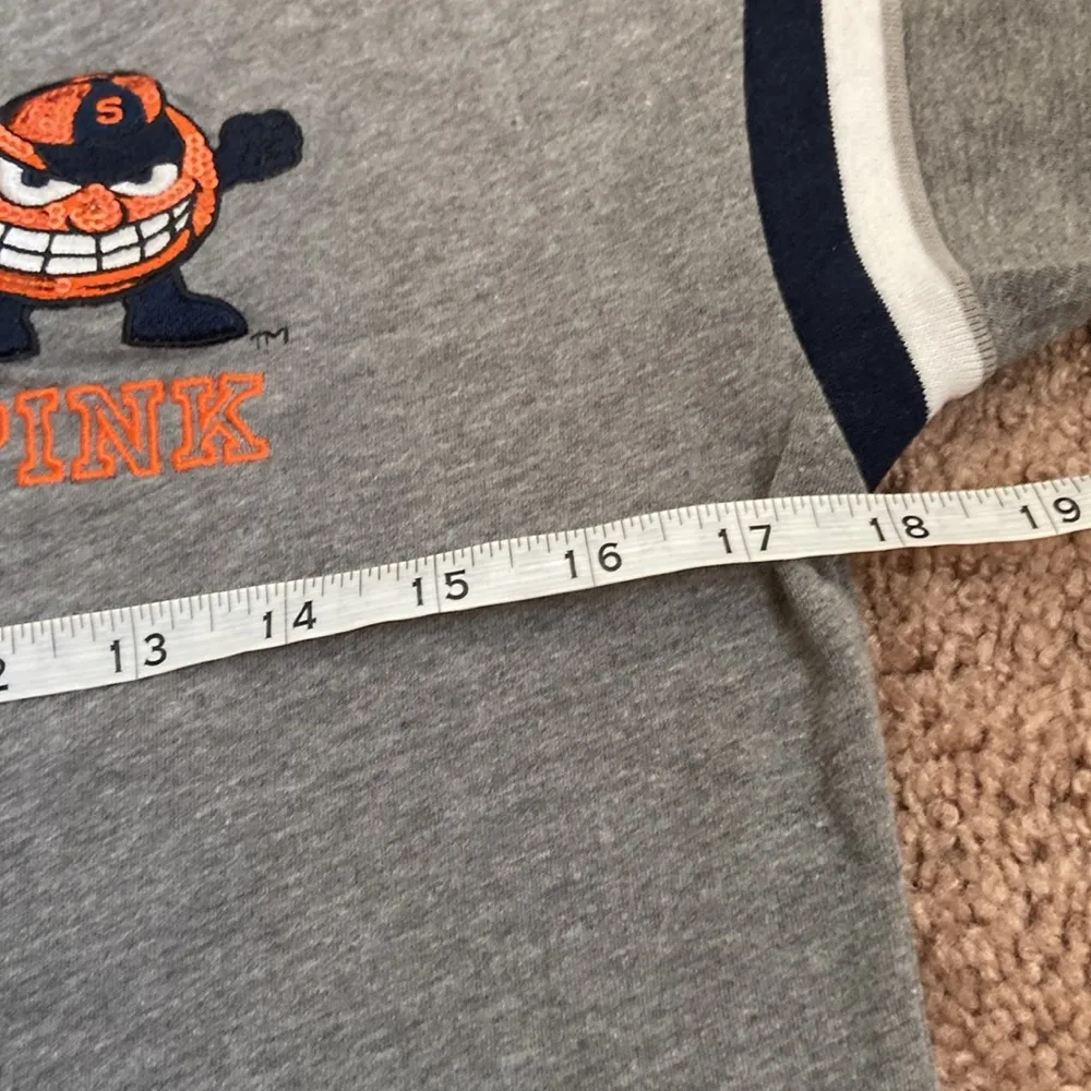 VS Pink x 5th & Ocean Syracuse Orange Football Tee (Sz XS) Heathered Gray Sequin - Image 7