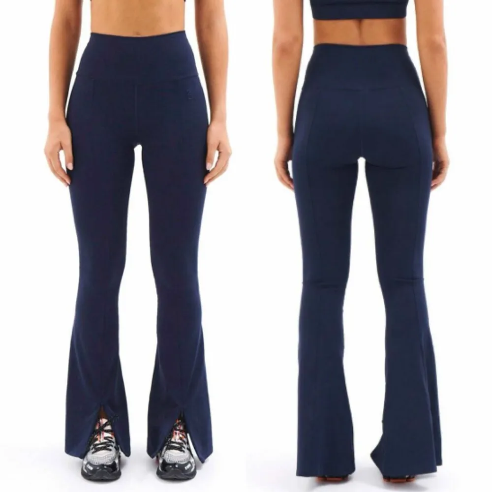 P. E. Nation Full Force Flare Pants Leggings High Rise Navy Blue Size L - Image 7