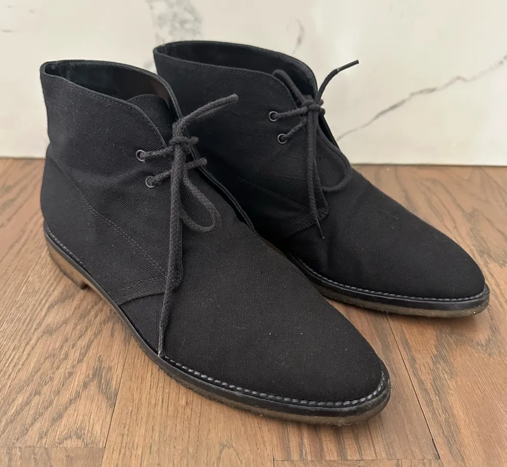 Manolo Blahnik Women's Canvas Crepe Sole Chelsea Boot Black 41 EU 10 US - Image 1