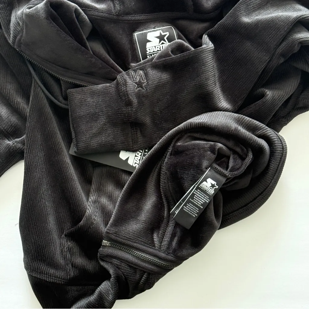 NWT Starter Women’s Black Label Full Zip-Up Rib Hoodie Sweatshirt - Image 3