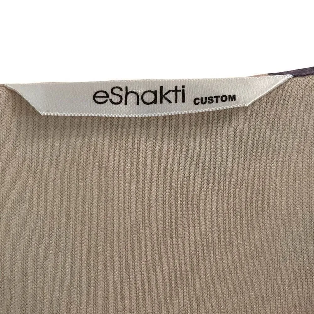 eShakti floral ombre crêpe banded empire waist plunge V maxi dress women’s /XL - Image 15