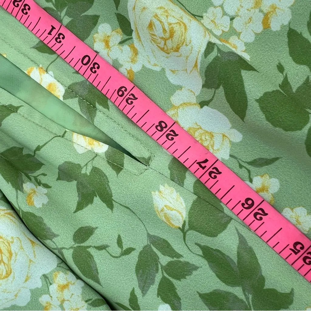 OPT O.P.T. Classic Smocked Maxi Dress floral slit sz XL Green - Image 5