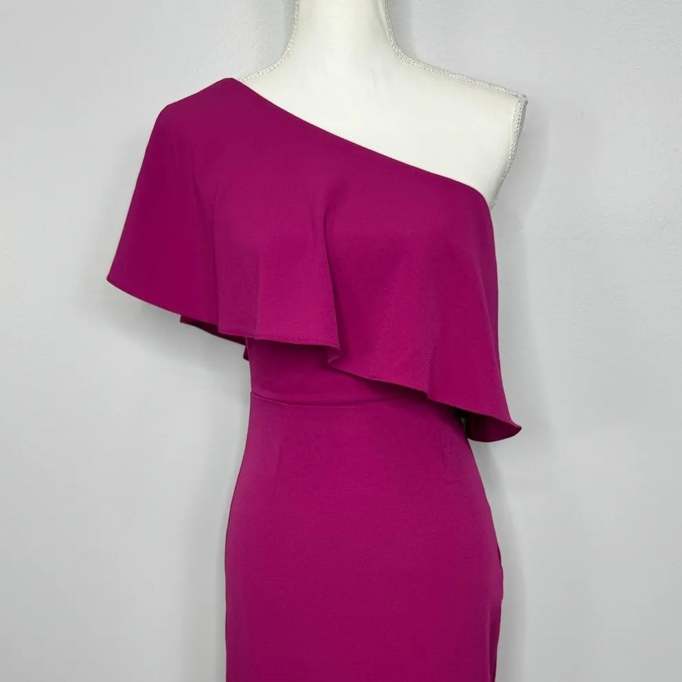 Lovers + Friends Bentley One‎ Shoulder Midi Dress Women XS Hot Pink Cocktail NEW - Image 5