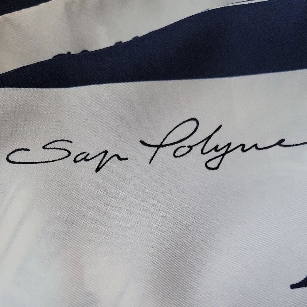 Vintage Made In Italy Paris Themed Navi Blue and Cream Square Scarf Size 33×34 - Image 7