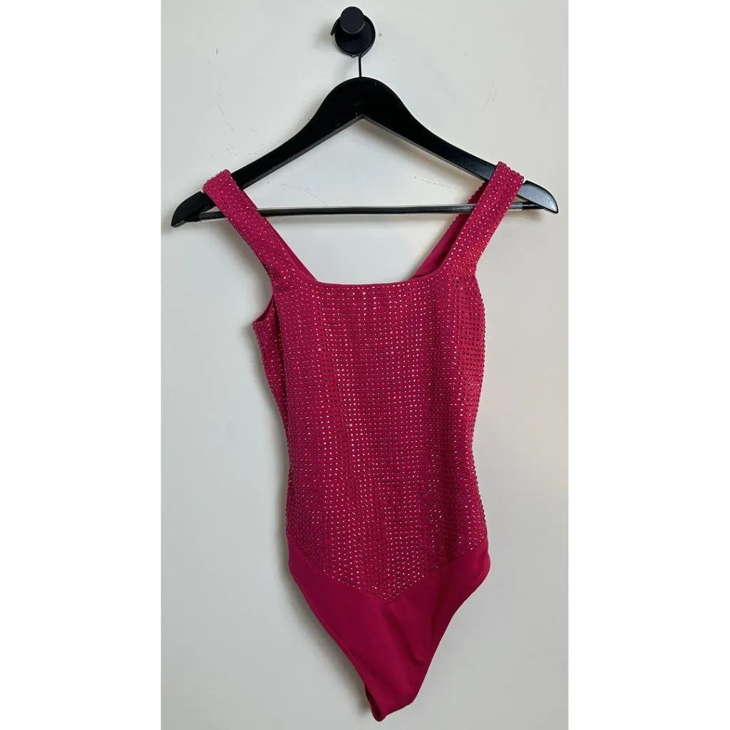 GOOD AMERICAN Crystal Modern Tank Bodysuit In Love Potion007 Size Small - Image 3