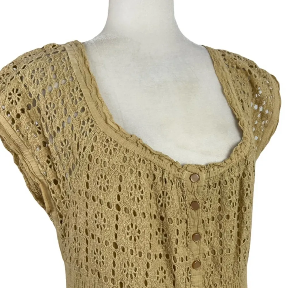 Maria Alicia Araujo Baez Tired Crochet Cottagecore Boho Maxi Tan Dress Cotton M Size M - Image 12