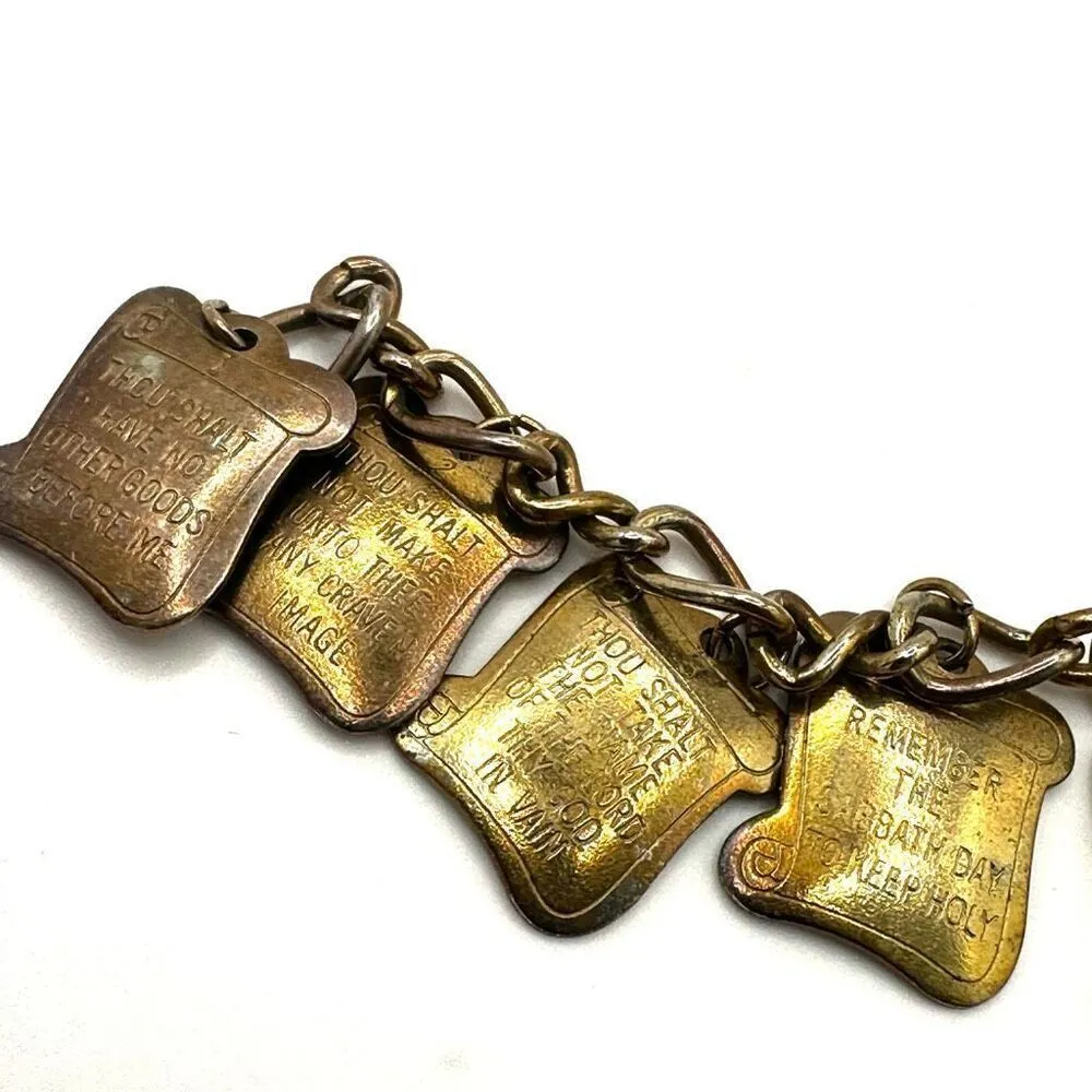 Vintage Ten Commandments charm bracelet Gold - Image 9