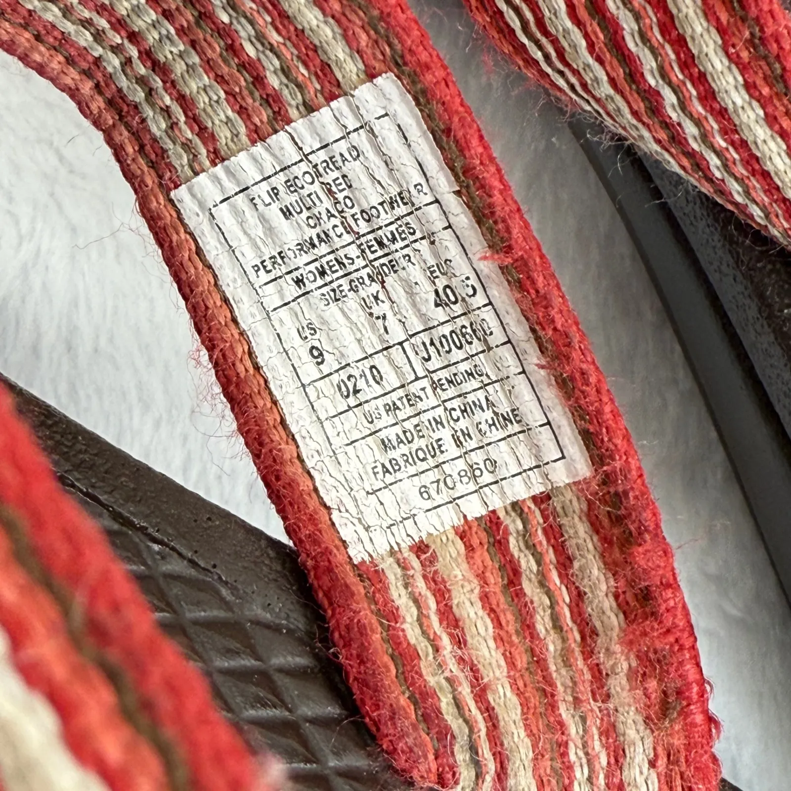 Chaco Women's Flip Flops Sandals‎ Brown Red Striped Size 9 W Summer Casual - Image 10