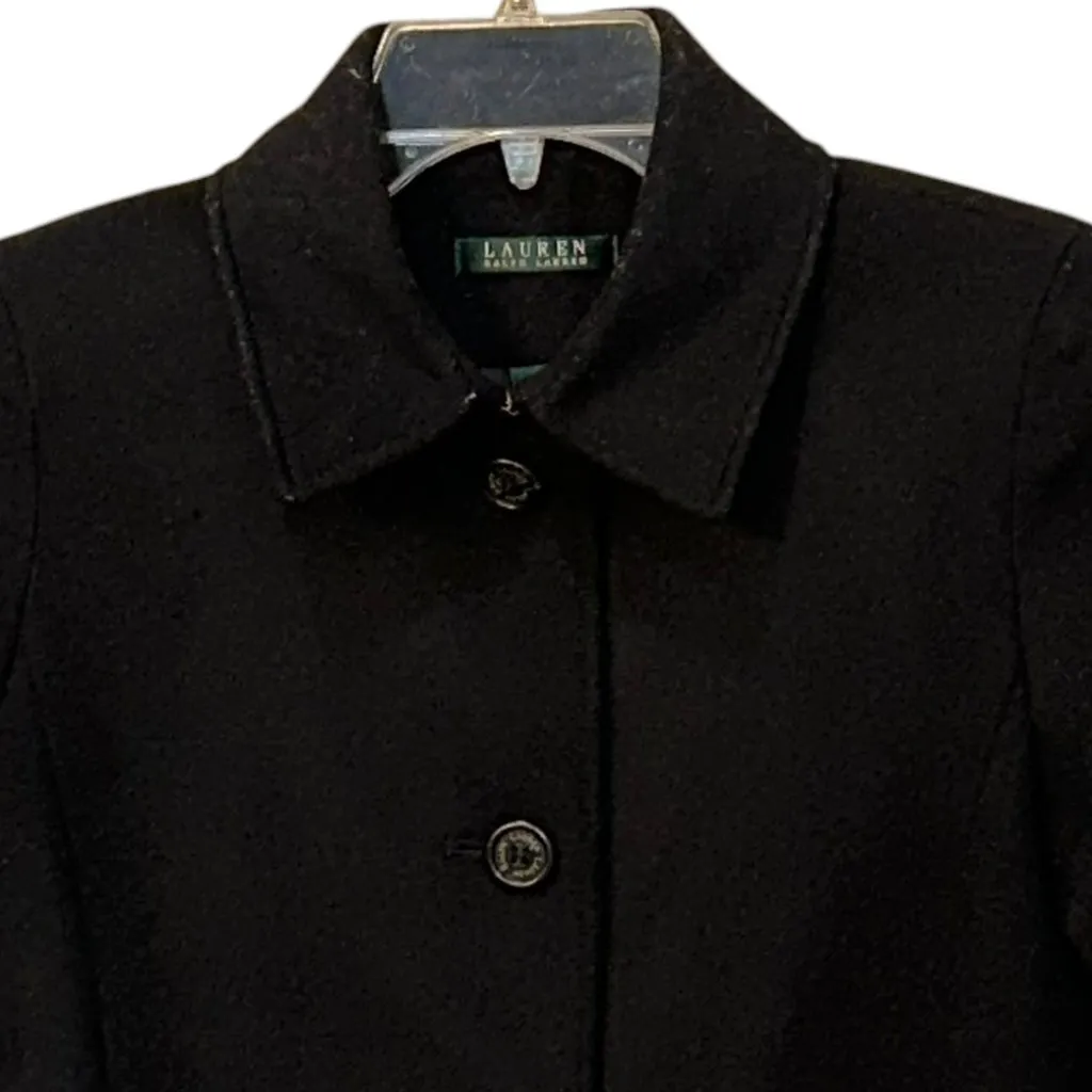 Lauren Ralph Lauren Black Pea Coat Blazer Wool Blend Winter 4P‎ - Image 2