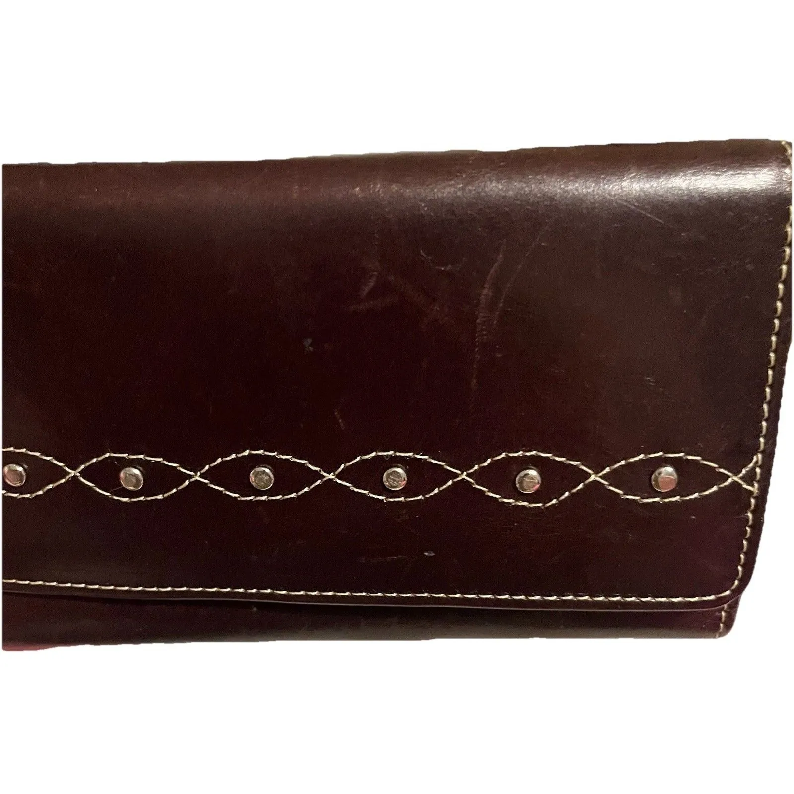 Pardo & Negro Genuine Leather Women's Wallet Brown with Turquoise Organizer GUC - Image 14